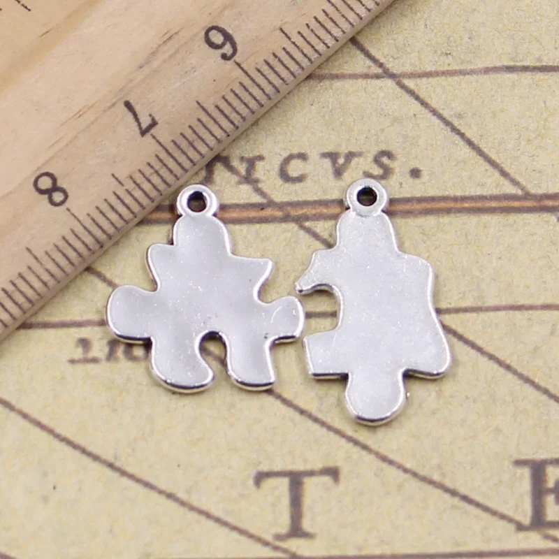 15pcs Charms Jigsaw Puzzle Best Friend 26x21mm Tibetan Pendants Antique Jewelry Making DIY Craft For Bracelet Necklace