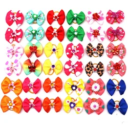 10PCS Puppy Bow Handmade Movable Pet Dog Grooming Hair Accessories Dog Bows With Rubber Band For Small Dog and Cat Pet Products