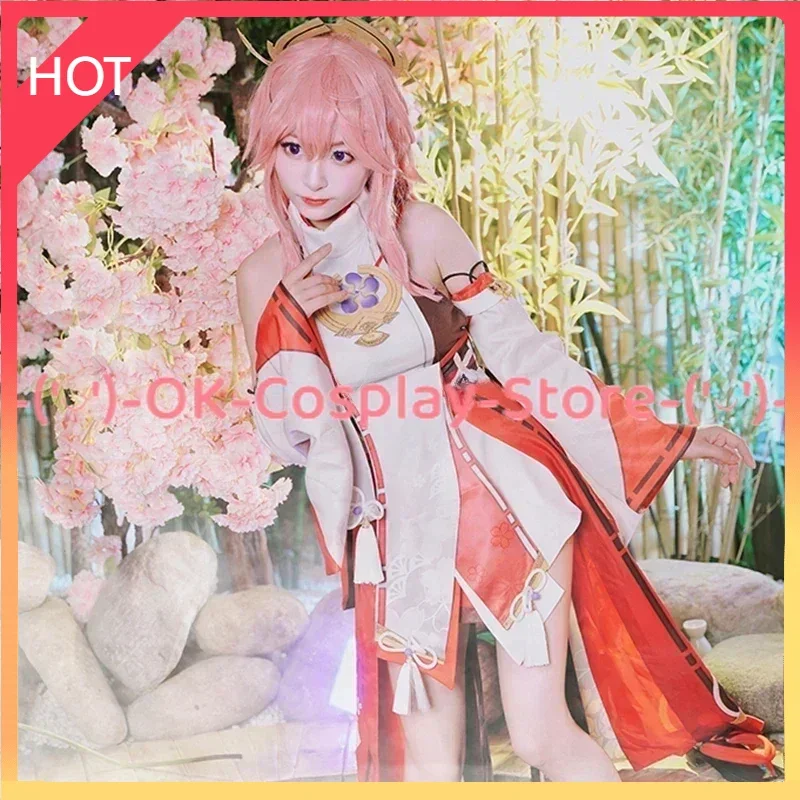 Game Genshin Impact Cosplay Yae Miko Costume Anime Dress Kimono Lovely Uniforms Halloween Carnival Outfit For Women Custom Made