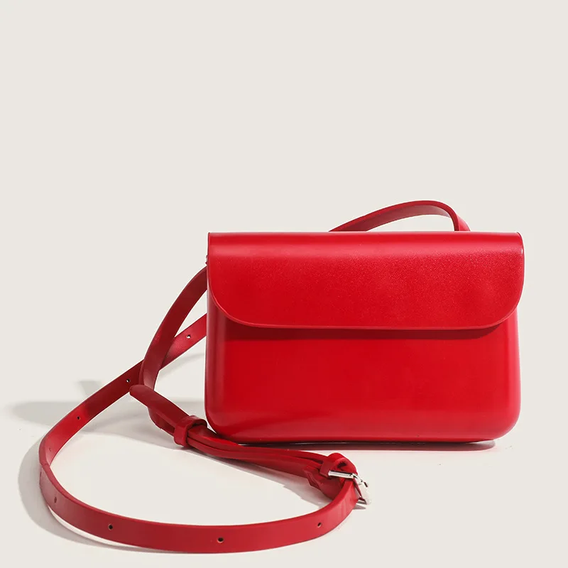 Retro Red Lacquer Leather Crossbody Bag For Women Spring Autumn New Versatile Leisure Bag Fashion One Shoulder Small Square Bag