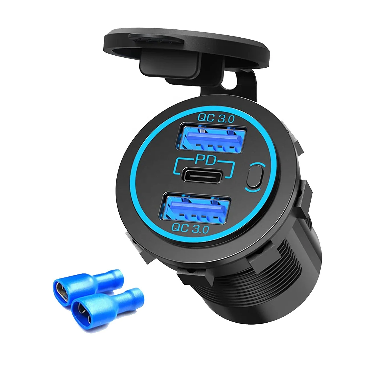 

12V 24V 63W 3 USB Port Dual QC 3.0 Fast Charging Marine Bus USB Socket QC3.0 18W Type C PD 45W Car Charger