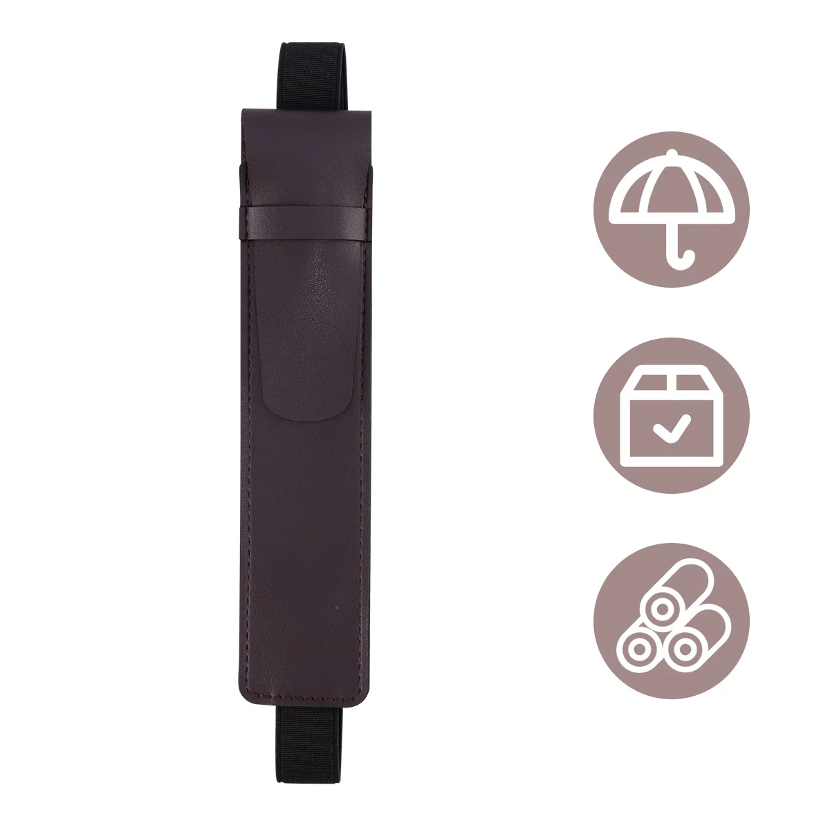 

1pc Stylus Storage Pouch Pu Protective Case Lightweight Compact Design Elastic Band Chocolate Color Stylus Bag Universal