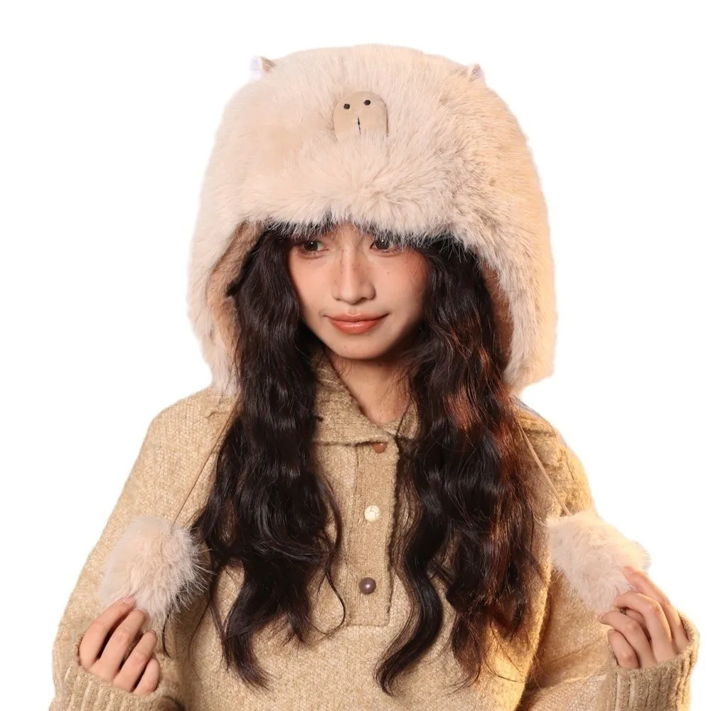 

New Plush Warm Hat Fluffy Fur Warm Ear Protection Hat Windproof Coldproof Pullover Cap Autumn and Winter