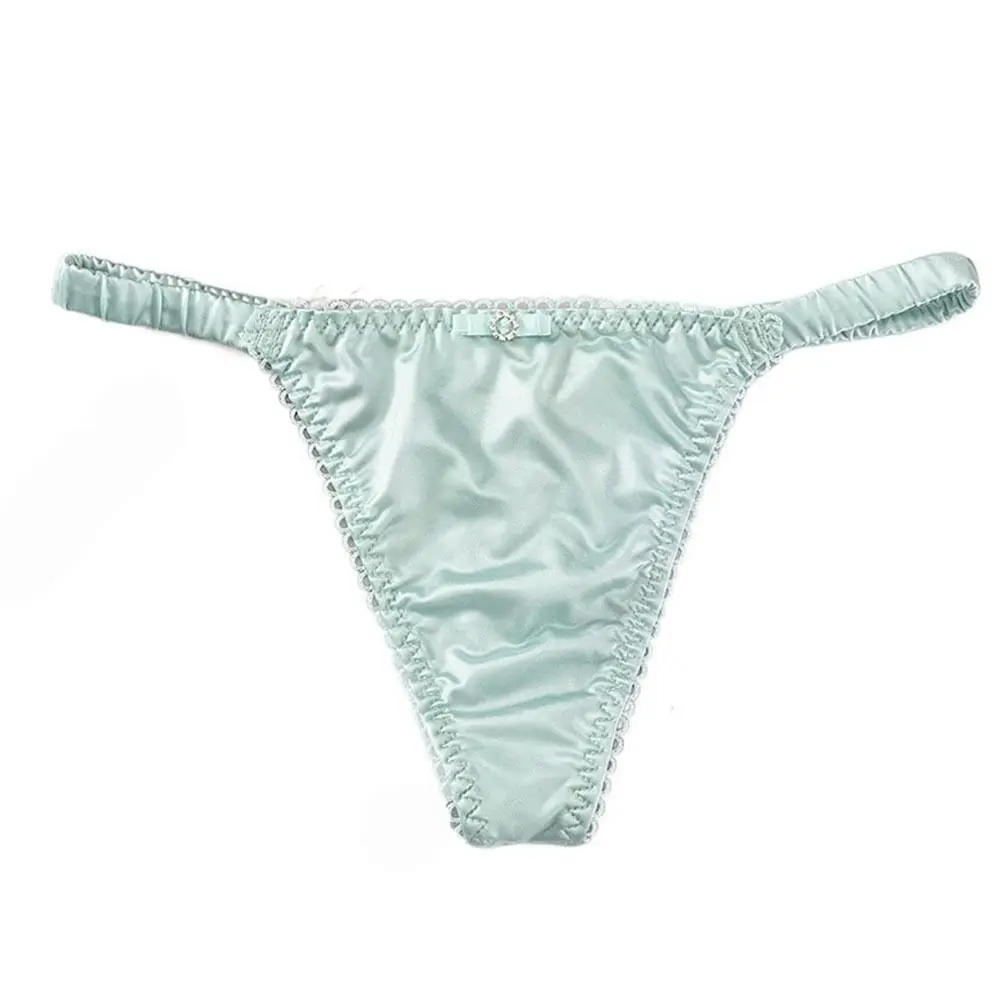 

Sweet Breathable Underpants Low-waist Solid Color For Women For Girl Satin Briefs Female Lingerie Bow Panties Women Thong