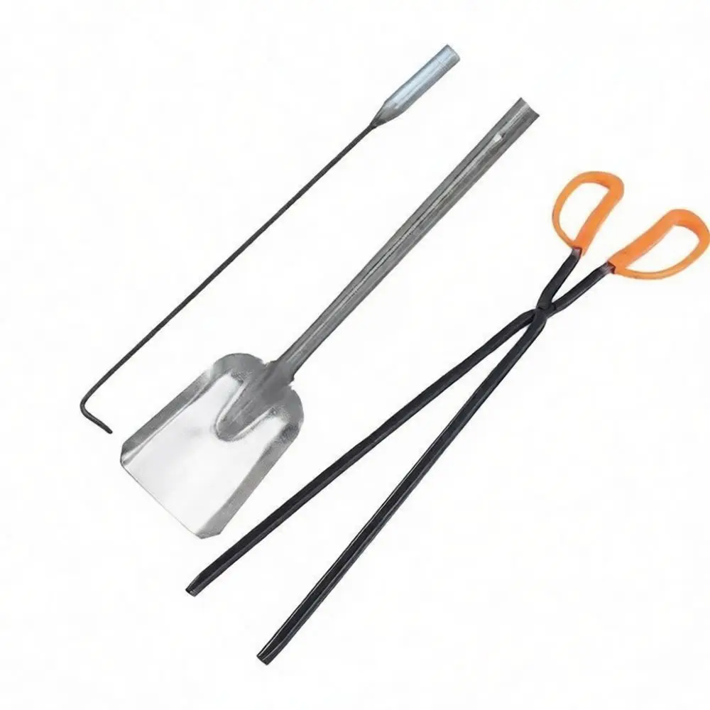 Fireplace Cleaning Kit Stainless Steel Fire Hook Feeding Shovel Grabbing Tongs For Home Wood Heating Stove Maintenance