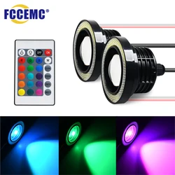 2pcs Car LED DRL Angel Eyes Fog Liamp Driving Lights 76mm 89mm 12V Universal RGB Remote Control Daytime Running Light Assembly