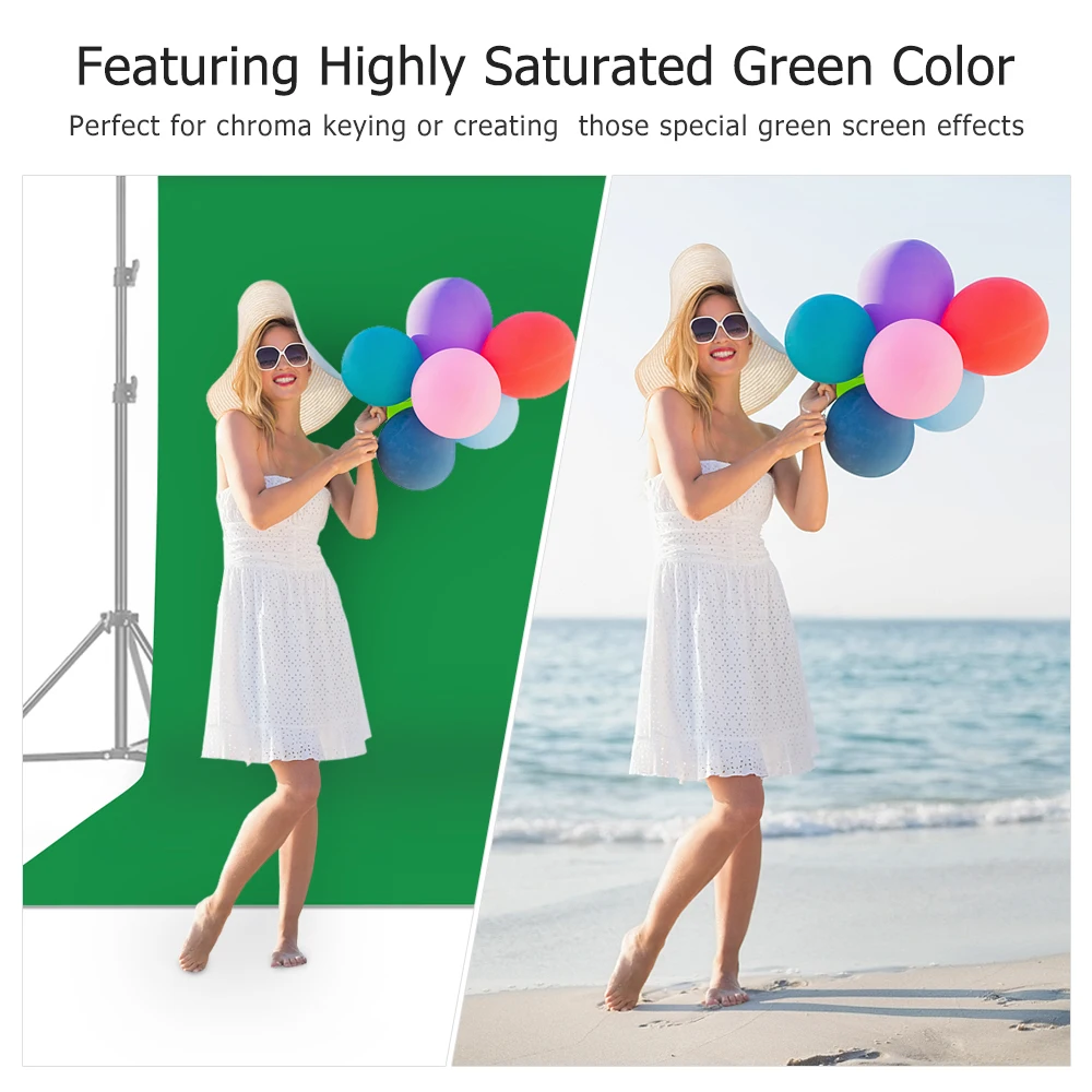 2 * 3m / 6.6 * 10ft Professional Green Screen Backdrop Studio Photography Background Washable Durable Polyester-Cotton Fabric