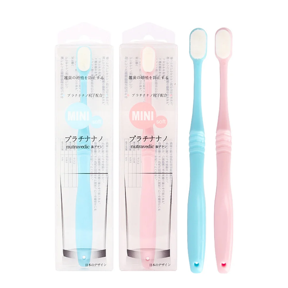 

2 Pcs Nano Ultra-fine Soft Toothbrush Gums Care Super Good Using Experience Teeth Dirt Cleaning Tool Long Handle Gestational