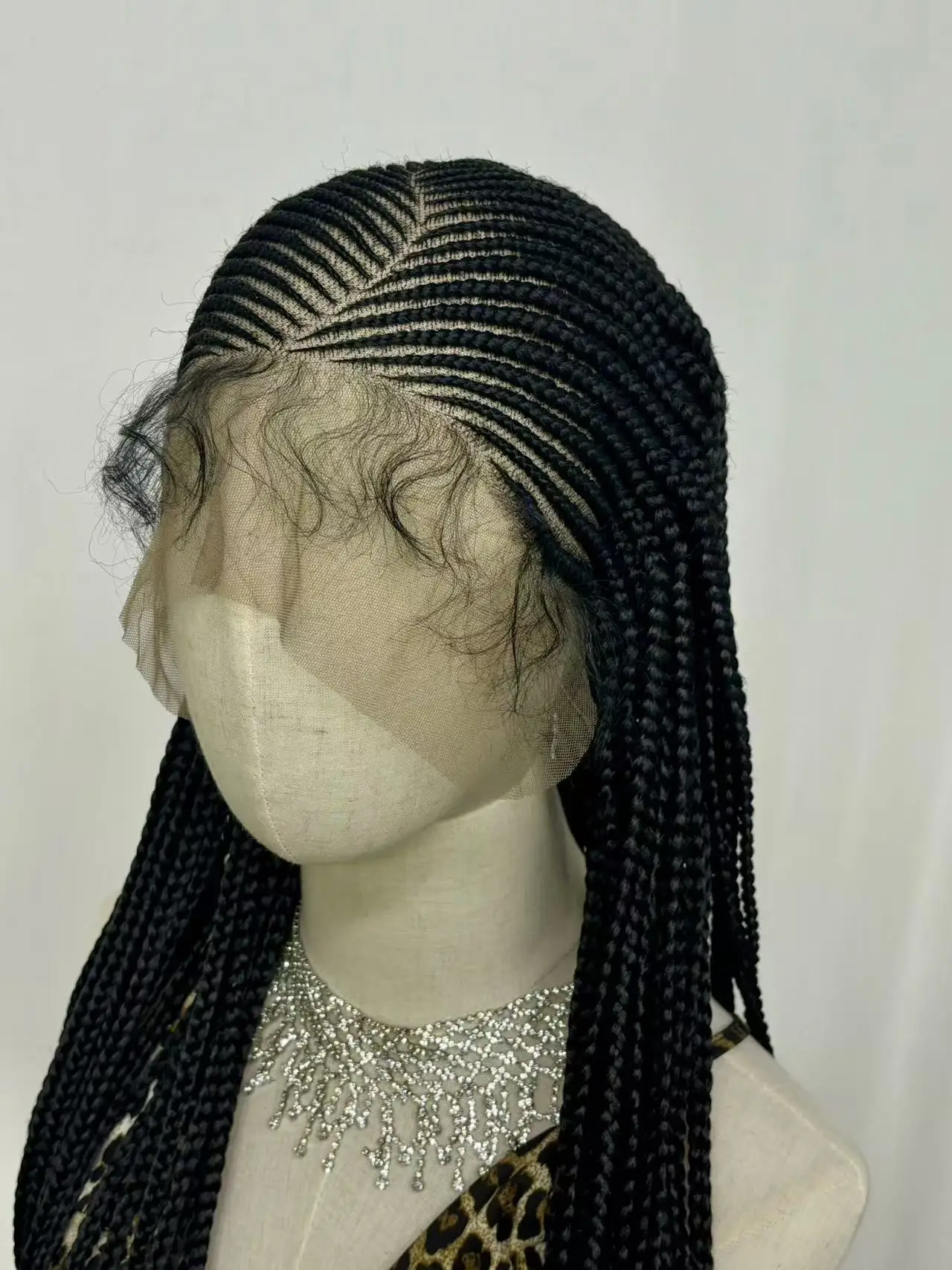 Pelucas trenzadas sintéticas Cornrow Box, pelucas trenzadas con caja de encaje completo para mujeres negras con pelo Natural de bebé, pelucas de encaje 360