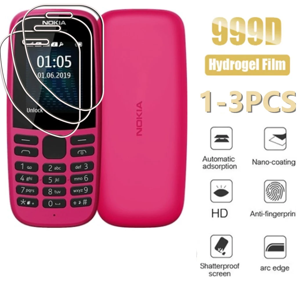 1-3 piezas para Nokia 105 2019 1,77 "TA-1203 1174 1010 TA-1034, película de hidrogel hidráulico, cubierta protectora de pantalla completa