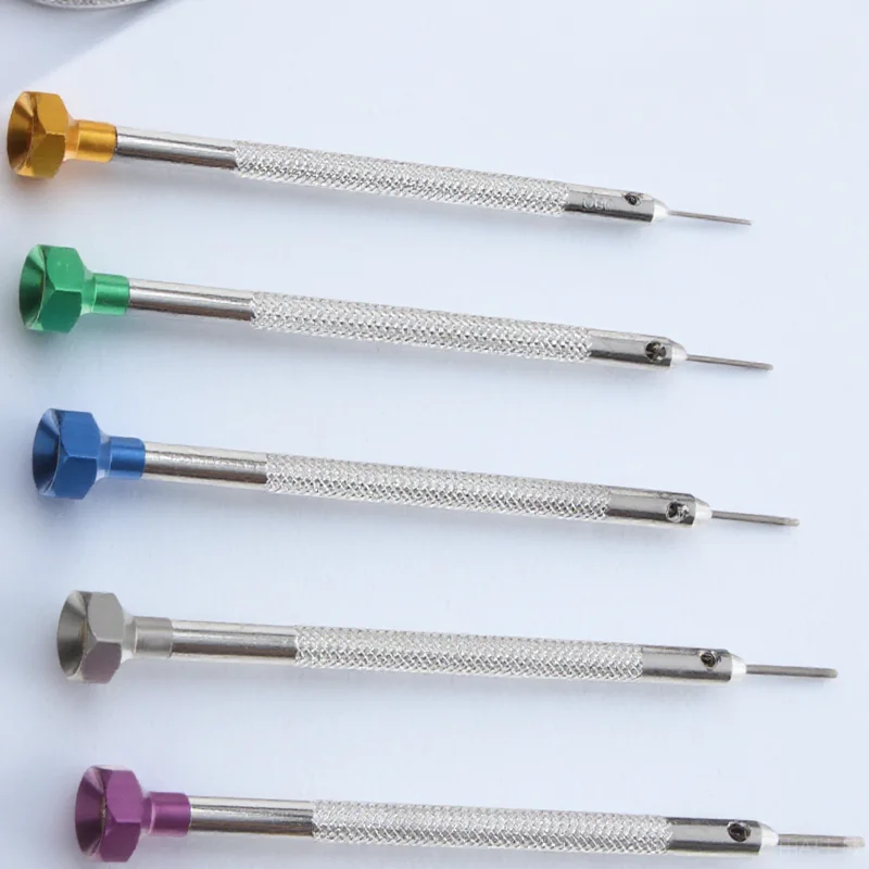

5pcs Screwdriver Bit Set 0.8-1.6Mm Hard Steel Aluminum Alloy Flat Slotted Repair Tool For Watch Eyeglass Hand Tools