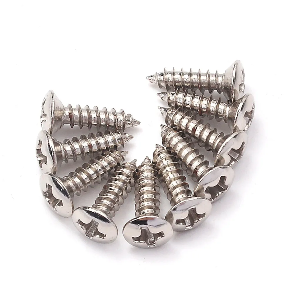10Pcs Gold Guitar Screws Pickguard Screws 3Mm X 12Mm Total Length Perfect Fit for Electric Guitar Bass Countersunk Cover Plate