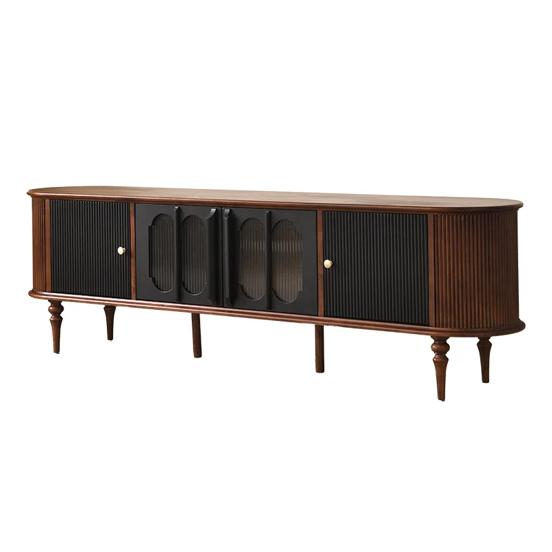 

French retro solid wood TV cabinet, household living room storage and storage integrated cabinet, small apartment light luxury