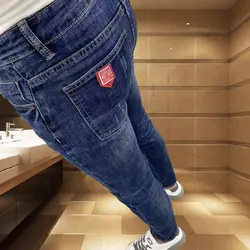 Luxury Brand 2024 New Fashion Men's Jeans Slim Fit Casual Korean Style Denim Pants Autumn Spring Scratched Stretch Trousers Male