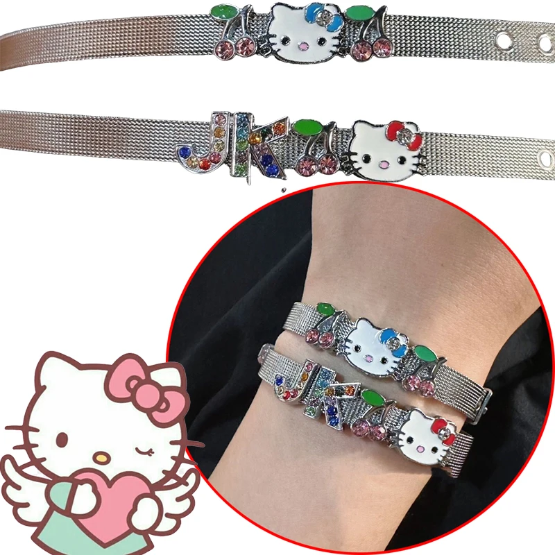 

2pcs Sanrio Hello Kitty Y2K Millennium Style Bracelet Anime Characters Spicy Girl Couple Bracelet Cute Girl Heart Birthday Gifts