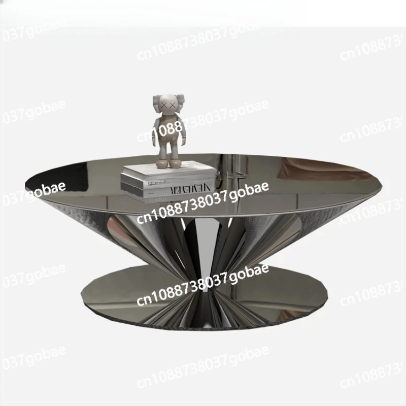 Round Tea Table Italian Minimalist Light Luxury Suspension Living Room Home Stainless Steel Mirror