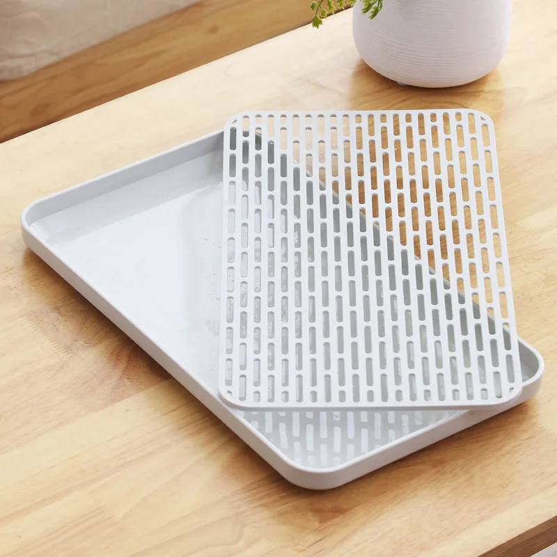 Drainage Trays Plastic Trays For Storing Tea Cups Double-layer Tea Trays Household Drainage Racks Kitchen Utensils Storage