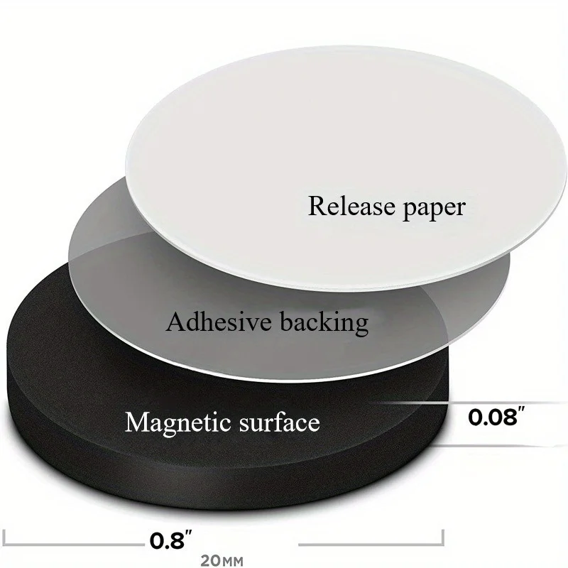 20PCS Round Square Magnetic Refrigerator Stickers, Strong Self-adhesive Magnetic Stickers Back Adhesive Magnetic Dots Blackboard