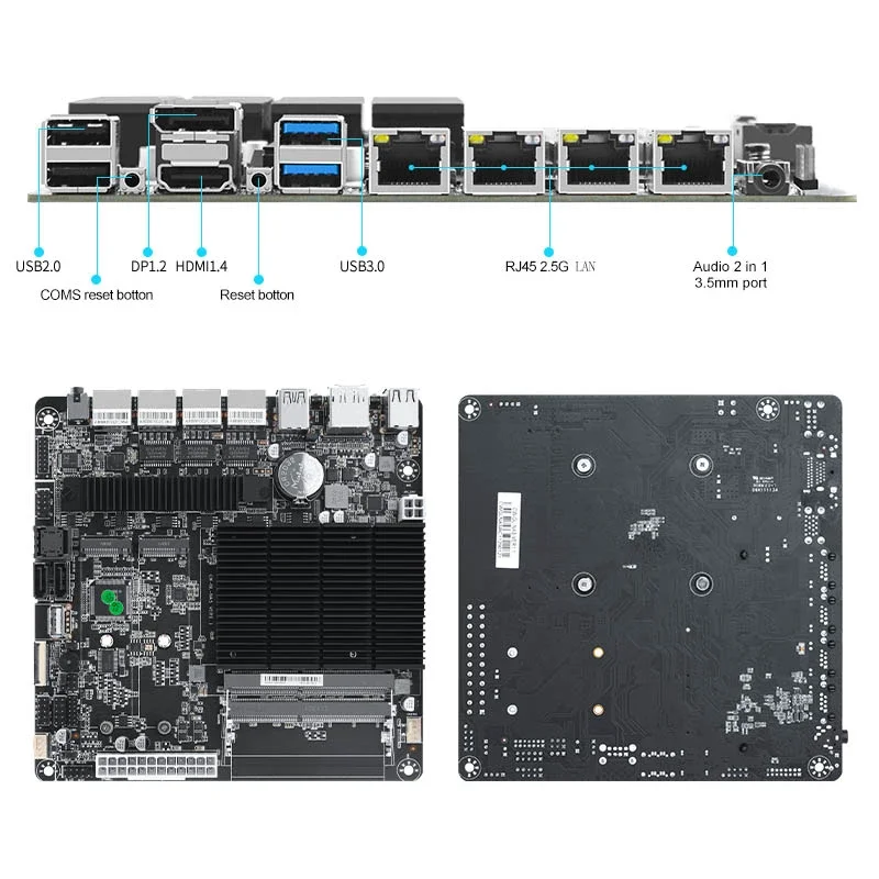 Imagem -05 - Placa-mãe J4125 Nas Mini Placa Itx Intel I226-v 2.5g M.2 Nvme Chip Asm1064 Sata 3.0 Ddr4 Hdmi dp 17x17