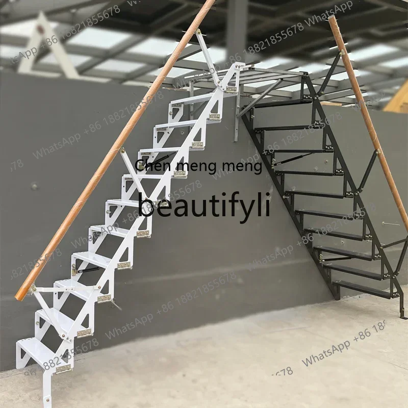 cn8350 ss Wall-Mounted Folding Staircase Loft Custom Indoor and Outdoor Iron Household Small Duplex Villa Mezzanine