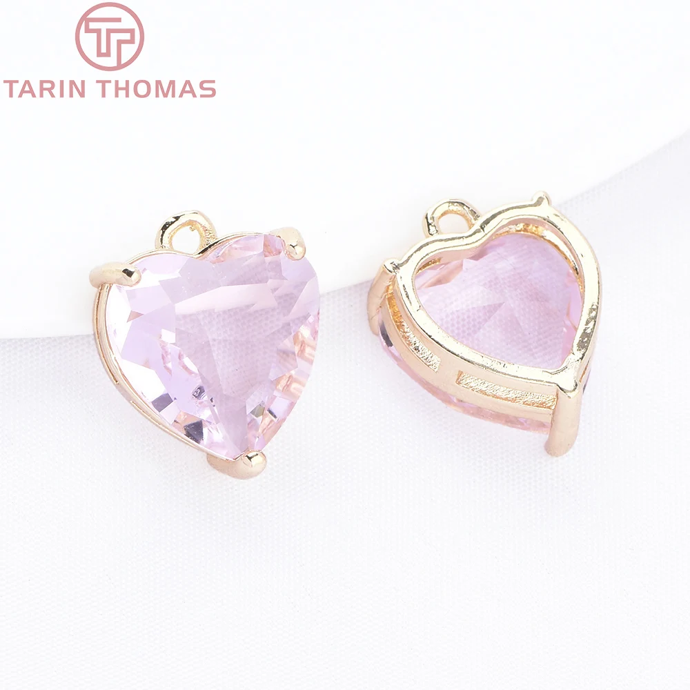 (9598) 10 قطعة 12x15 مللي متر الشمبانيا الذهب اللون النحاس مع الزركون على شكل قلب المعلقات سحر جودة عالية DIY بها بنفسك صنع المجوهرات النتائج #4