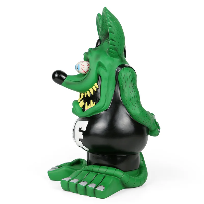 Rat Fink 33cm Black Green Vinyl Big Model Doll Ornament Premium Edition RF Crazy Mouse Large Statue Gift Toy Collection Figure