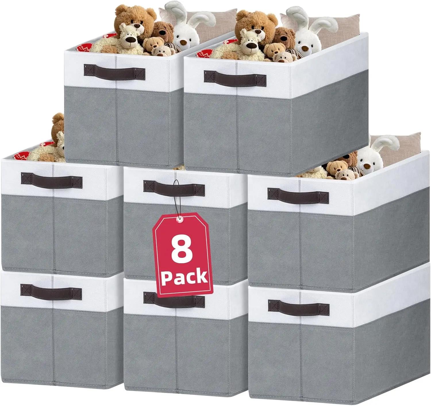 

Extra Large Storage Bins 8 Pack - Closet Organizers with Handles, Foldable Baskets for Shelves, Toy and Blanket Storage