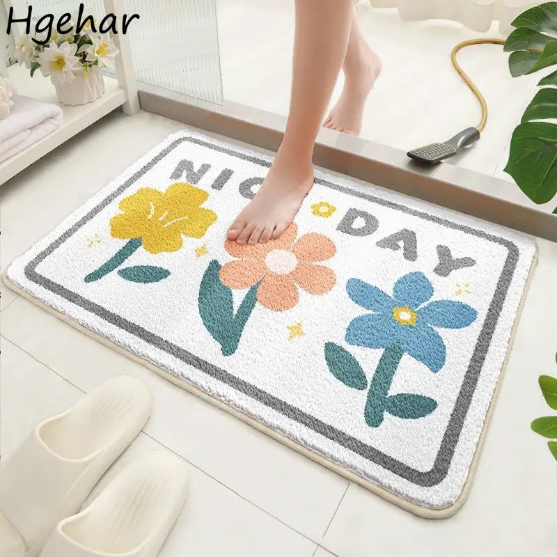 Non-slip Lambswool Bathroom Mat Cartoon Cute Soft 40x60cm Bathtub Fashion Home Household Doormat Rug Washable Water Absorbent