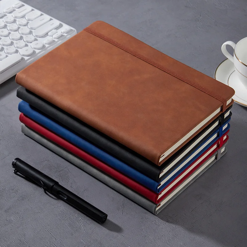 Business Notebook Soft Leather Cover Record Memo Notepad A5 Work Planner 100 Sheets 200 Pages diary Journal Stationery Supplies