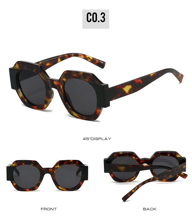 Neue Hexagon Einzigartige Sonnenbrille Frauen Marke Designer Farbe Patchwork Retro Weibliche Shades Reise Casual Brillen – Detail 9