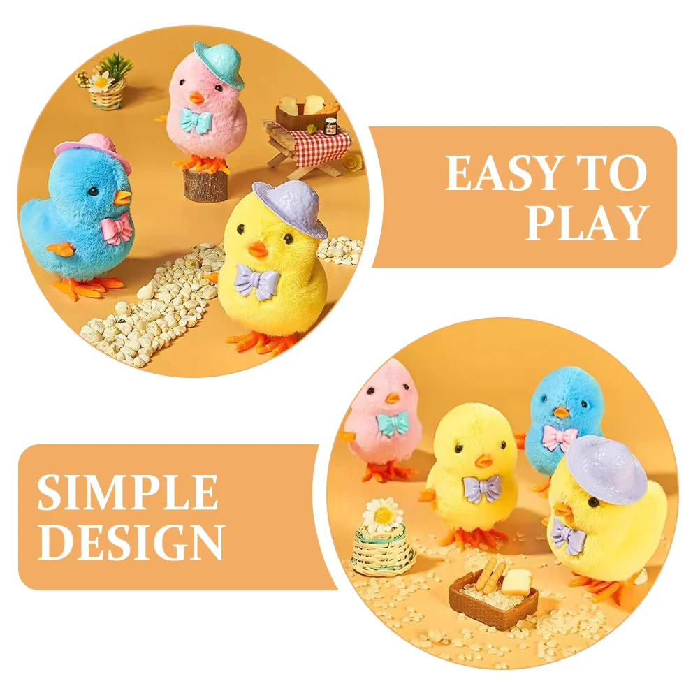 6 Pcs Clockwork Chicken Easter Basket Stuffer Windup Toys for Kids Top Hat Bulk Child