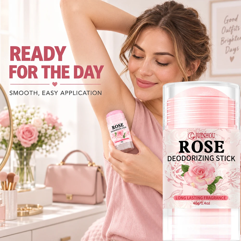 JUINHOU Rose Scent Body Deodorant Stick Aluminum-Free Odor Control Moisturizing All Day Freshness For Whole Body Daily Skin Care