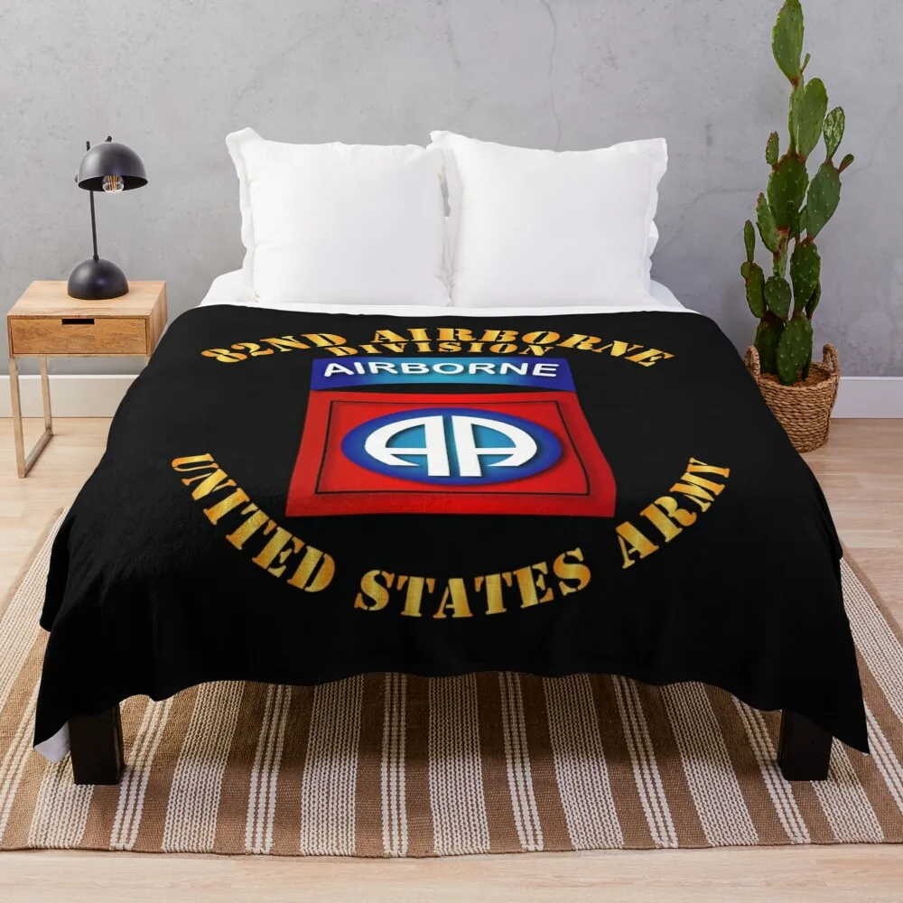 Army - 82nd Airborne Division - SSI - Ver 2 Throw Blanket Extra Large Throw Multi-Purpose Travel Flannels Thin Blankets