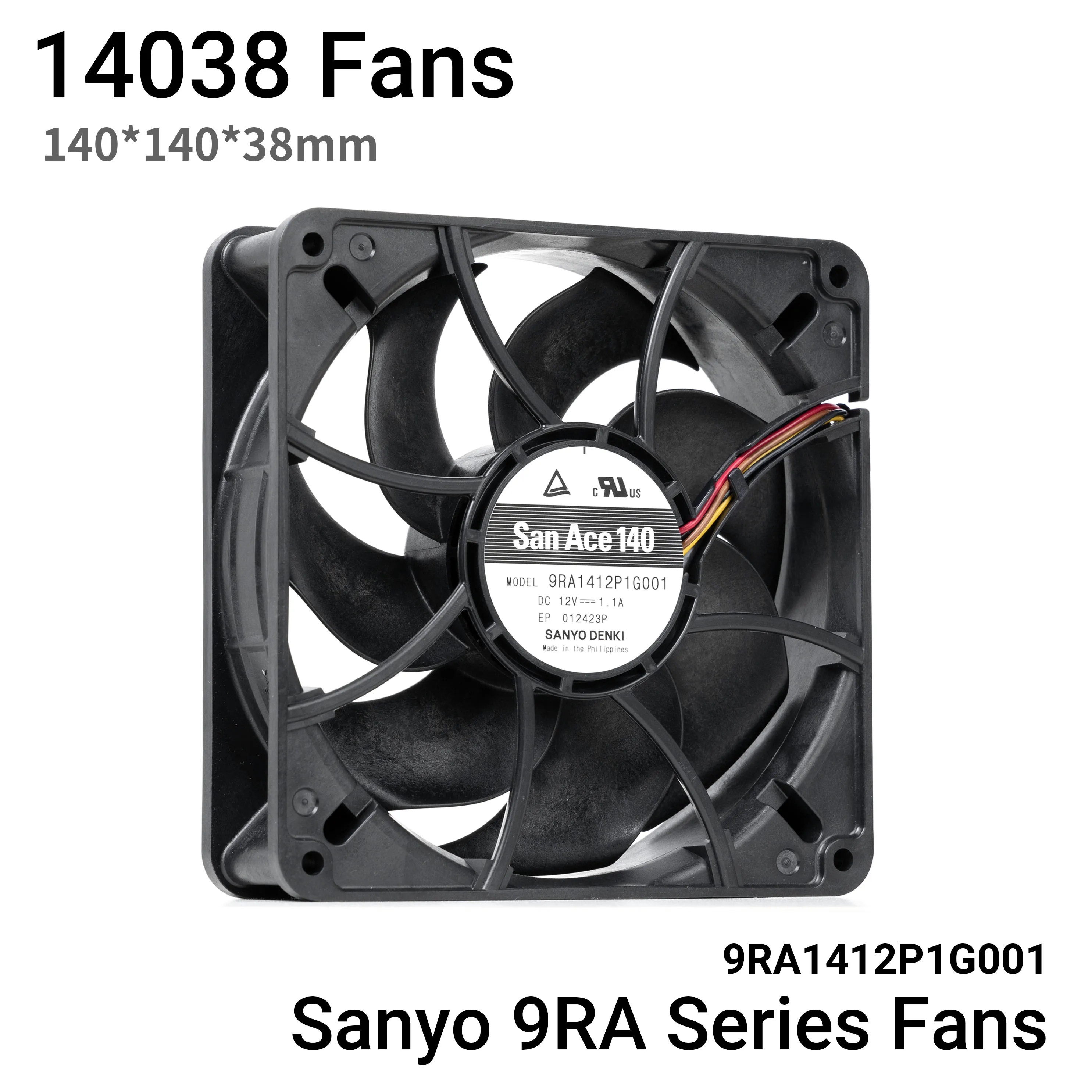 Brand New SanAce Sanyo (San Ace) 9RA 14038 Series 9S Industrial High-Performance Fans with PWM Speed Control, 9RA1412P1G001