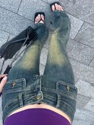 Retro High Waist Bell Bottom Jeans Women's New 2025 Spring Autumn Slimming Fashionable Long Cotton Stretch Denim
