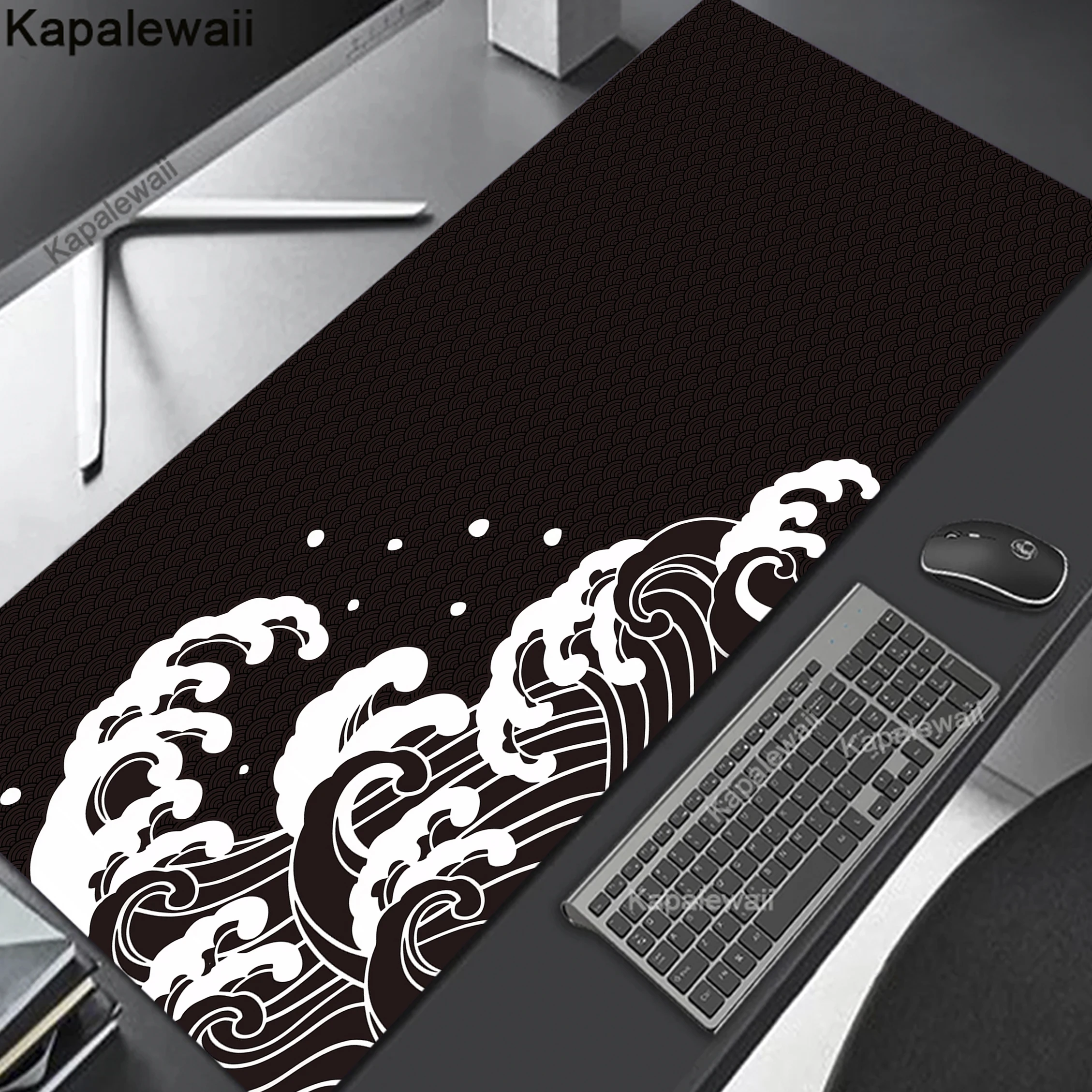 

Mouse Pad Gaming Black And White Great Wave Art 80x30cm Large New Mousepad XXL MousePads Non-Slip Soft Computer Table Mat