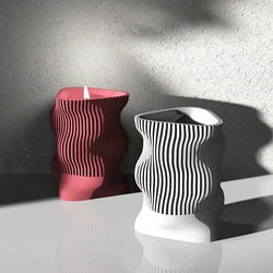 Twisted stripe Concrete Candle Cup Silicone Mold DIY Cement Pen holder Plaster Molds Wave Vase Mould