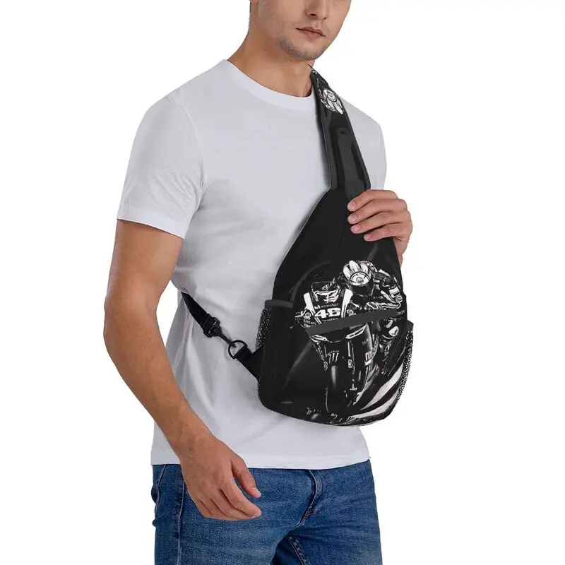 Mochila de carreras de motocicleta personalizada para hombre, bolsos de hombro a la moda, bandolera de pecho, mochila de viaje, mochila de día