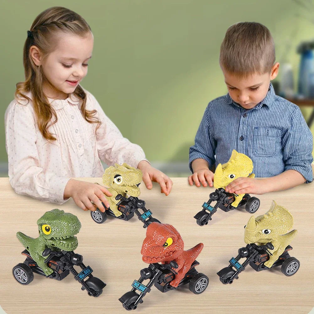 Simulation Dinosaur Motorcycle Toy Action Figure Inertia Riding Motorcycle Animal Model Pull Back Car Toy Children Birthday Gift