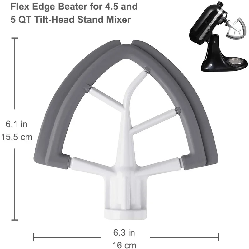 Flex-Edge Paddle Attachment for Kitchenaid 4.5-5 QT Tilt-Head Stand Mixer Replacement Silicone Beater Bowl Scraper Blade