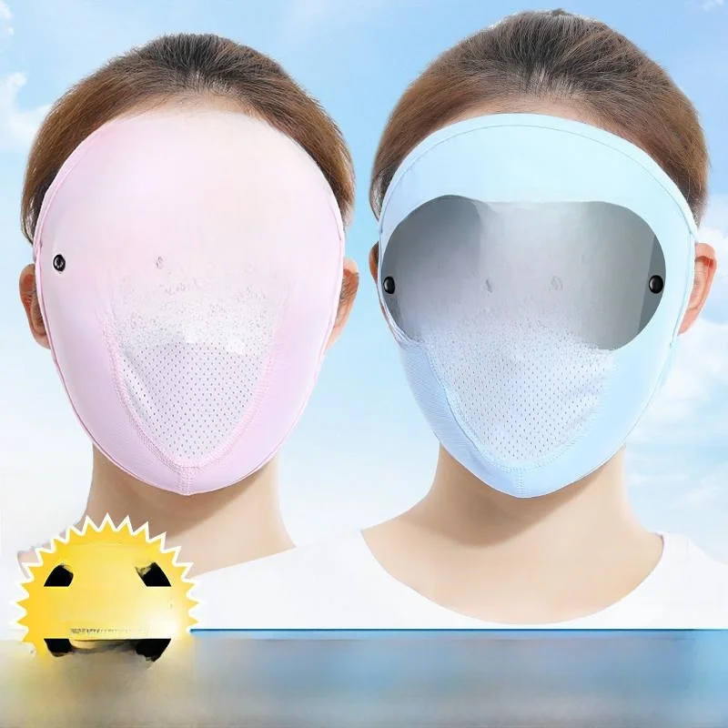 New Ice Silk Women's Cycling Neck Protection Full Face Dustproof Breathable Sunscreen Mask UV Protection Face Covering