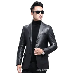 Natural Genuine Leather Men's Sheepskin Light Leather Suit Jacket Slim Fit Spring and Autumn New leather jacket men jacket