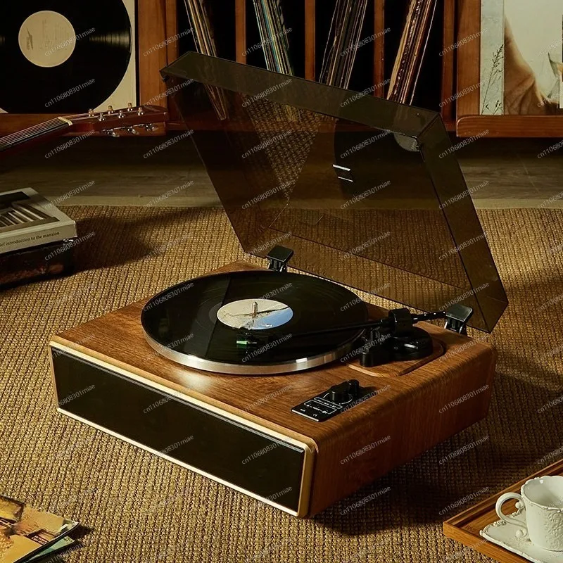 Retro Wood Grain Vinyl Record Player Bluetooth Gramophone Speaker