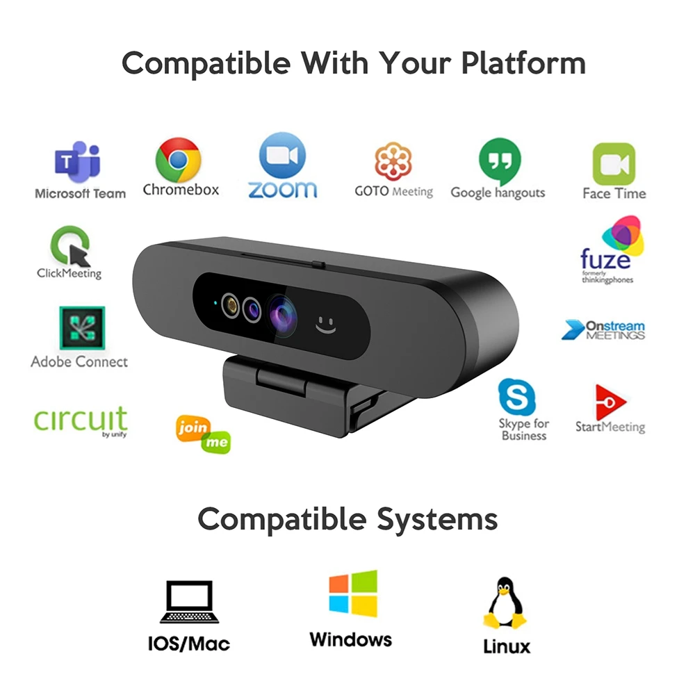 كاميرا ويب TOALLIN 1080P Windows Hello التعرف على الوجه تسجيل الدخول كاميرا الكمبيوتر، مع ميكروفون، كاميرا ويب متدفقة لـ Tiktok/YouTube