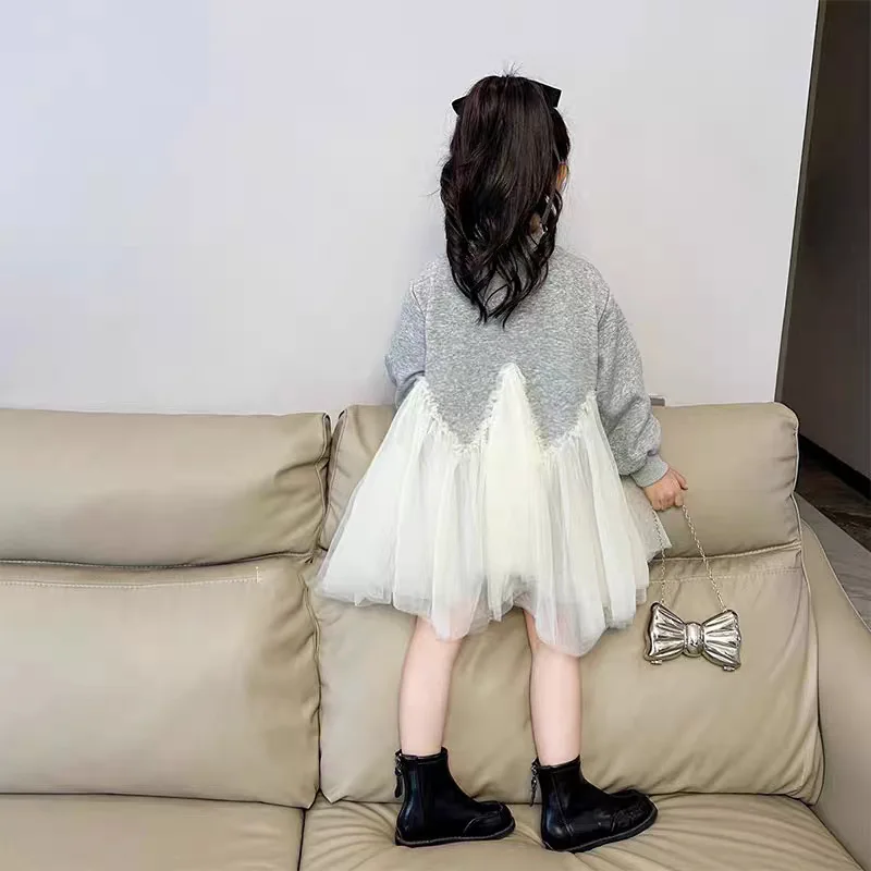 Girl Dress New Spring Kids Girls Princess Mesh Dress Teen Children Girl Sweet Bow Lace Dress Clothes Birthday Party Dress 2-12y