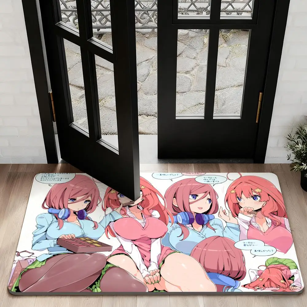

q-Quintessential Quintuplets Floor Mat Diatom Bath Mat Absorbent Quick Dry Non-Slip TPR Backing Soft Plush Draining Rugs