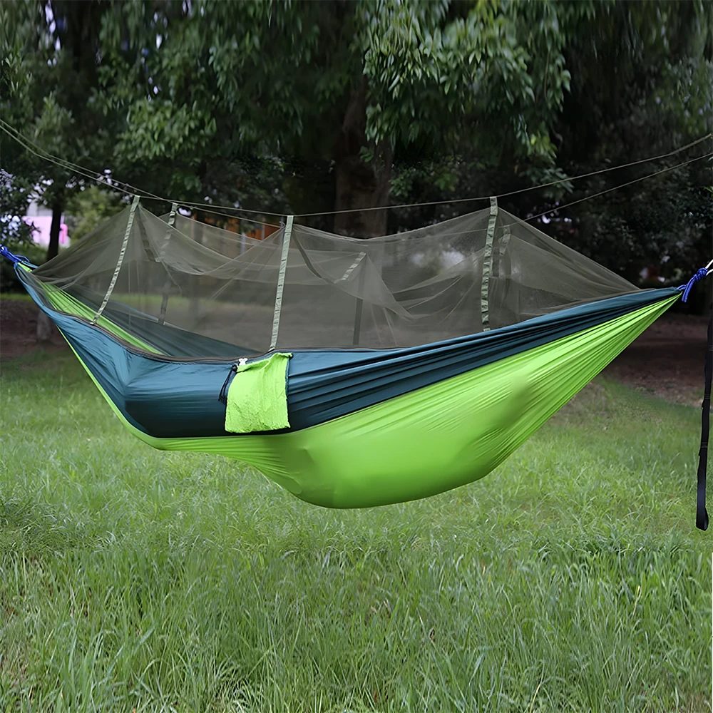 Hamaca ultraligera con mosquitera para dormir, cama colgante portátil de 260x140cm para turista, acampar al aire libre, 1-2 personas