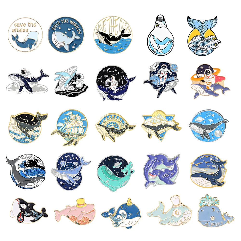 

Whale Brooch Marine Animal Brooch Save Ocean Save Whale Enamel Clothing Accessories Backpack Brooch Badge Lapel Pins