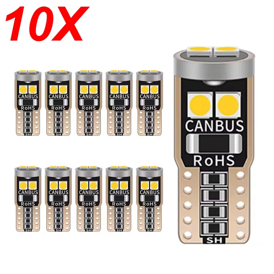 10PCS T10 W5W 3030 6smd Super Bright LED Car Parking Lights WY5W Auto Wedge Turn Side Bulbs Canbus No Error White Red Yellow
