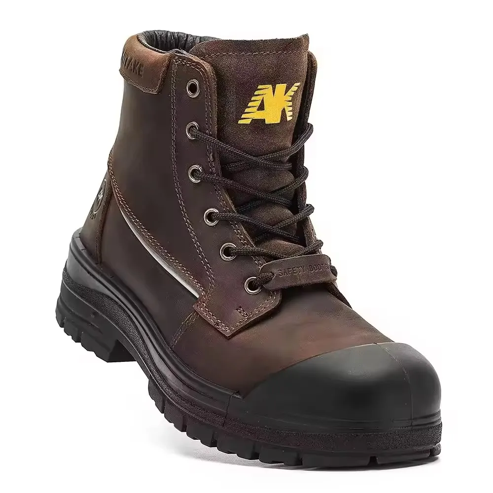 

AK001-1 ZG Wholesale Mesh Men Work Boots Sepatu Zapatos Zapatillas Construction Industrial Labor Safety Shoes Brown